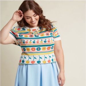 Modcloth Retro Cherry Floral Sweater Top size 4x